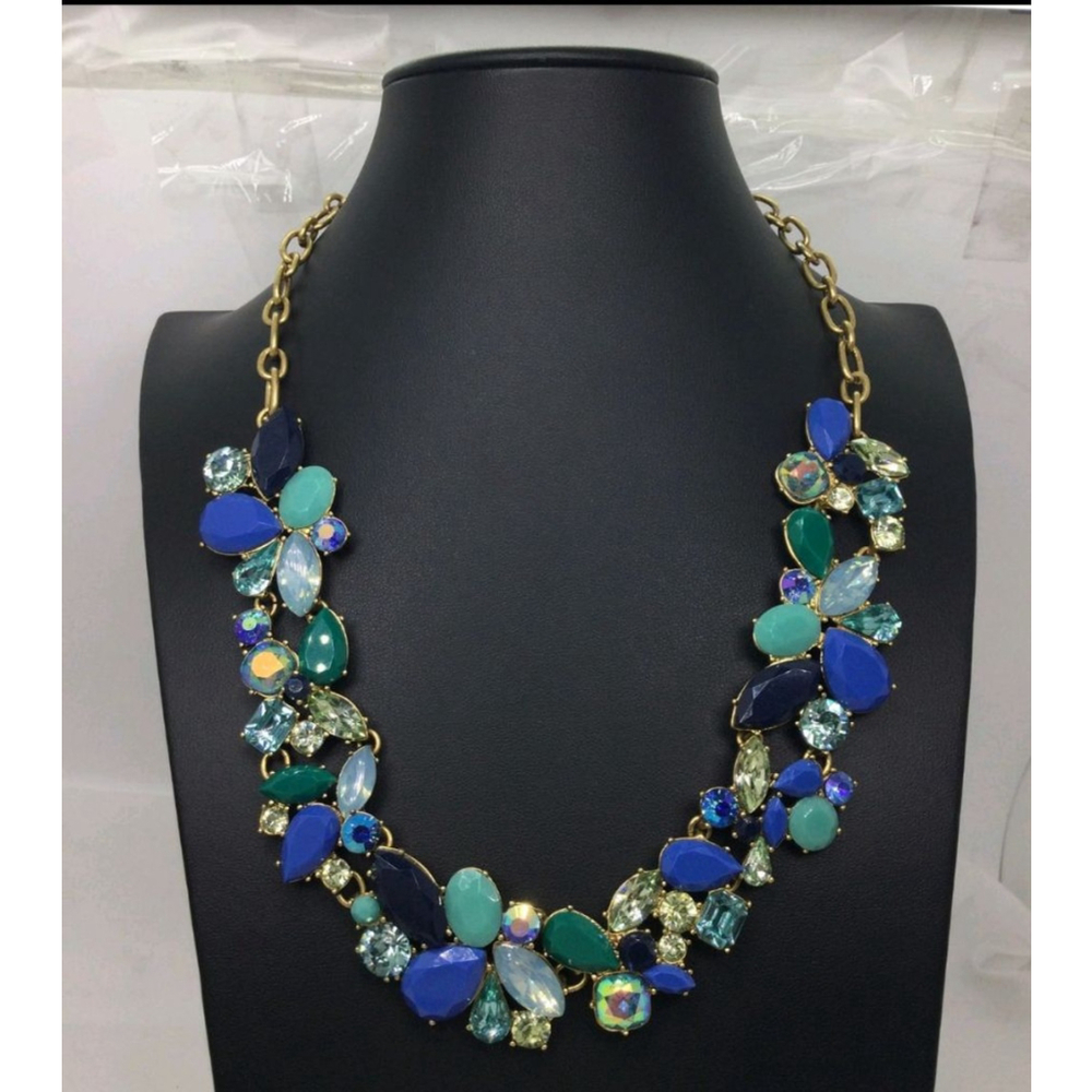 J.Crew Mixed Color Rhinestone Statement Necklace NWOT 19"